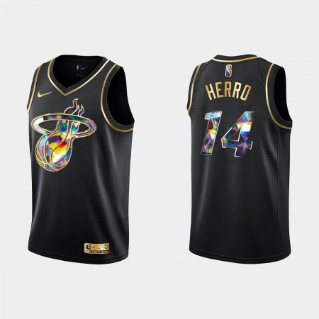 Maglia NBA Miami Heat Tyler Herro 14 Nike 2021-22 Nero Golden Edition 75th Anniversary Diamond Swingman - Uomo